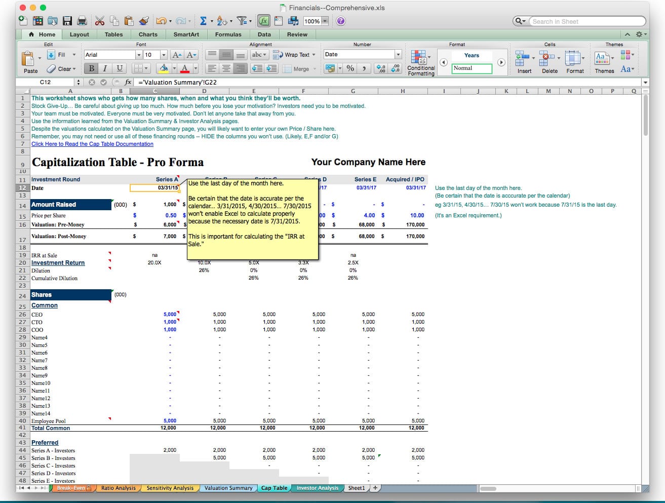 Business Plan Financial Projections Template Free