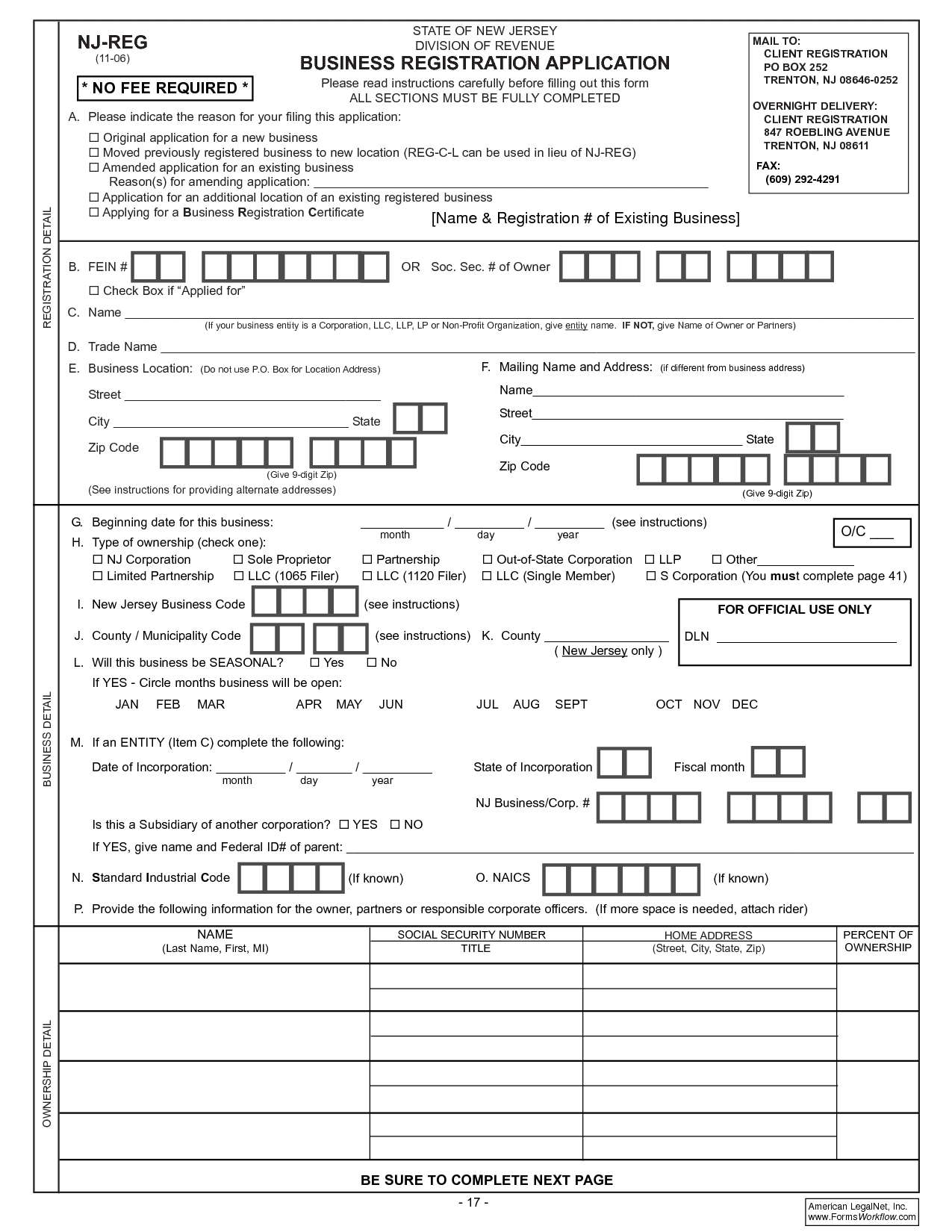 Registration Application Form