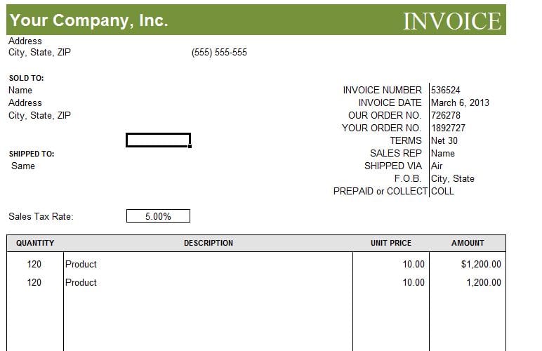 Car Rental Invoice Template Word