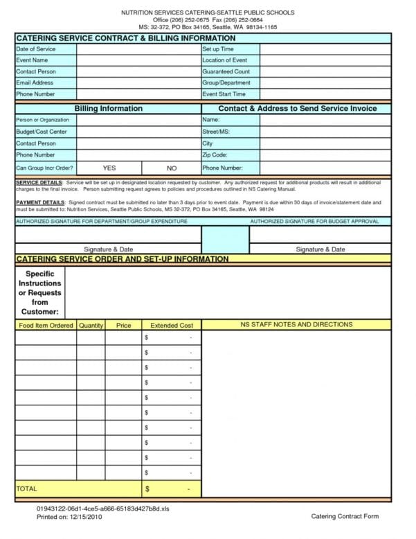 catering order form template excel —