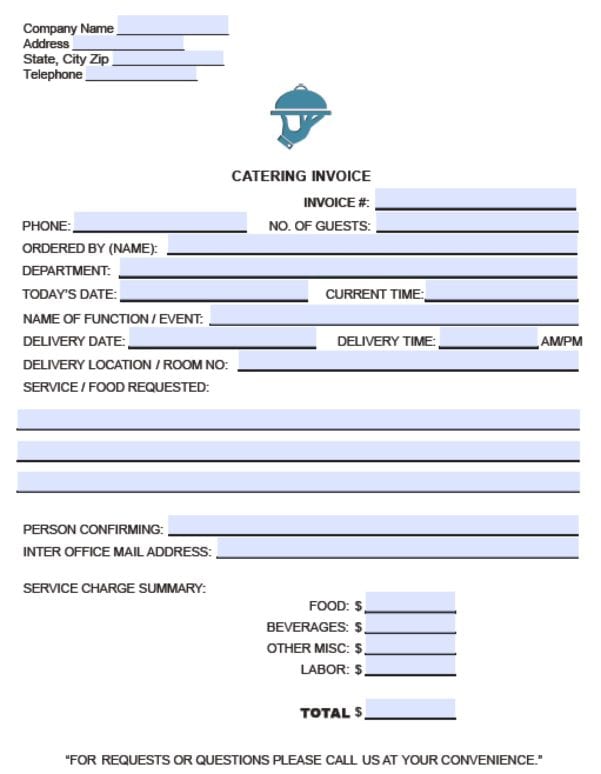  catering Order Form Template Word Excelxo