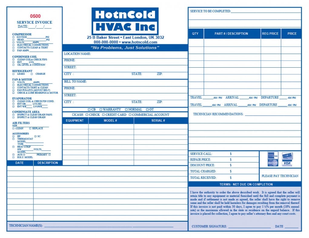 microsoft word hvac invoice template