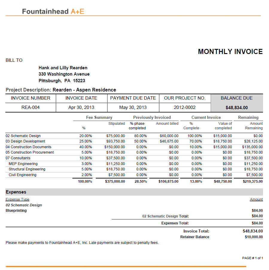 Consultancy Charges Bill Format In Word