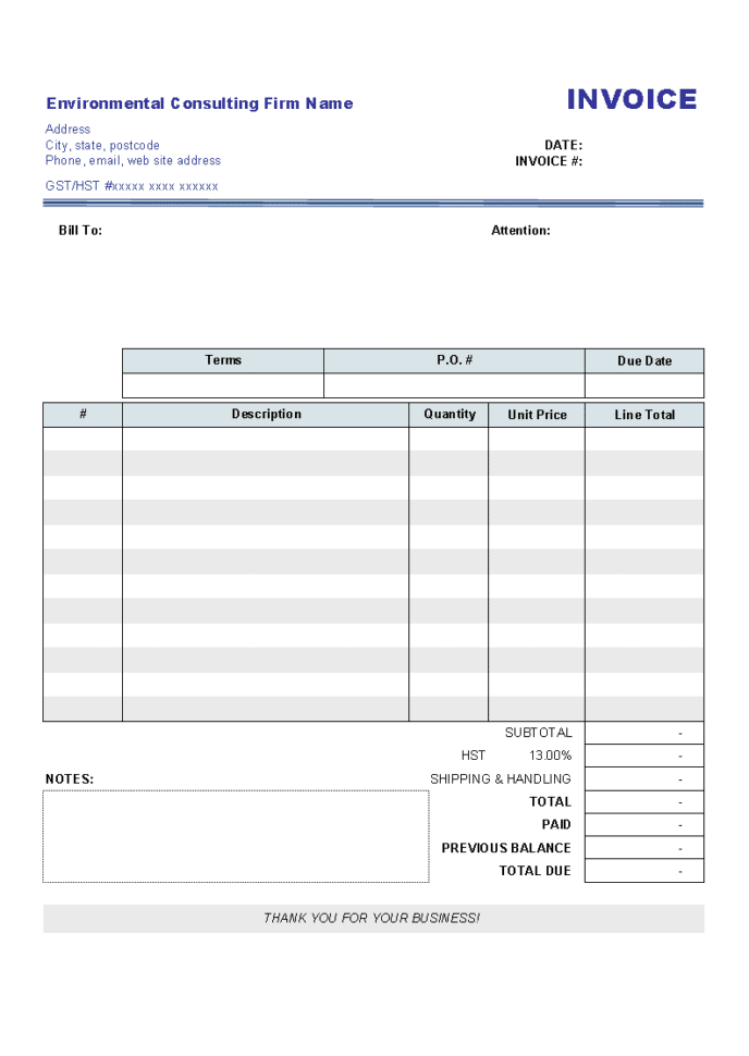 sample invoice for consulting services