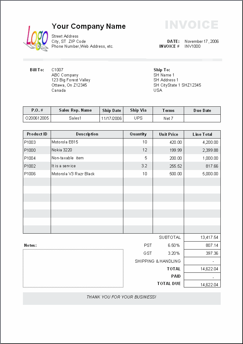 Consultant Invoice Template Doc