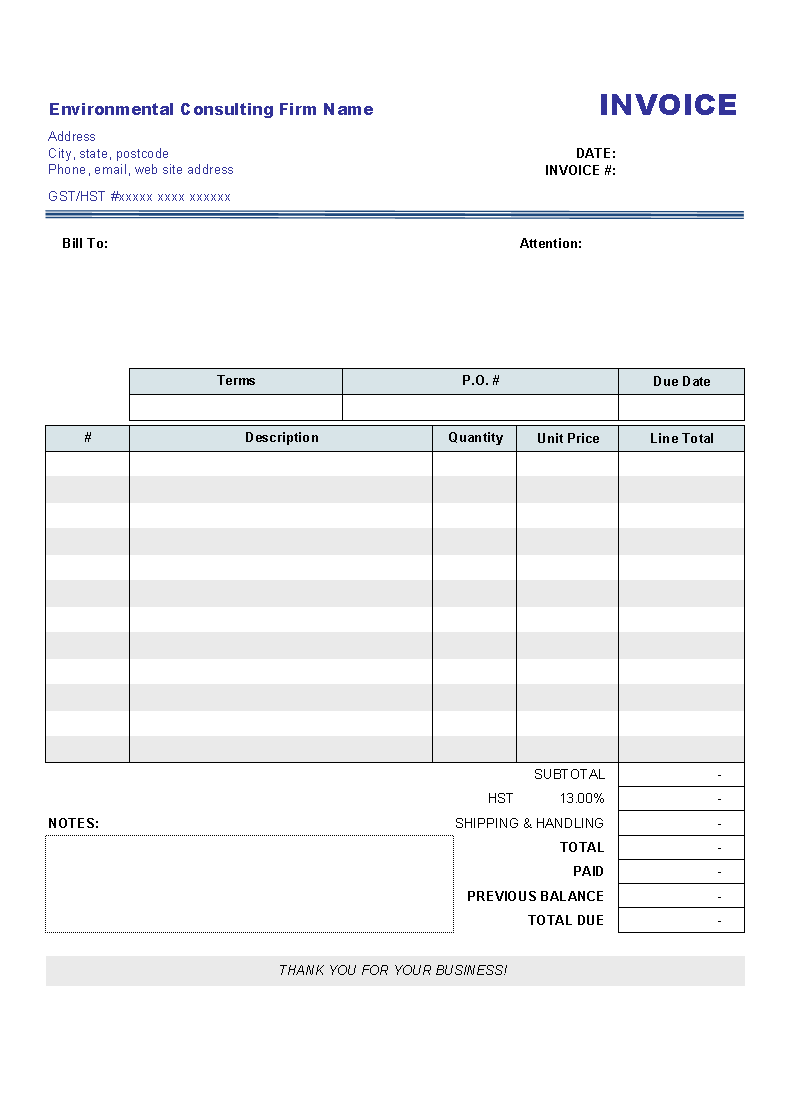 sample invoices for a consultant