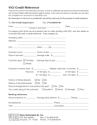 Credit Reference Form Pdf