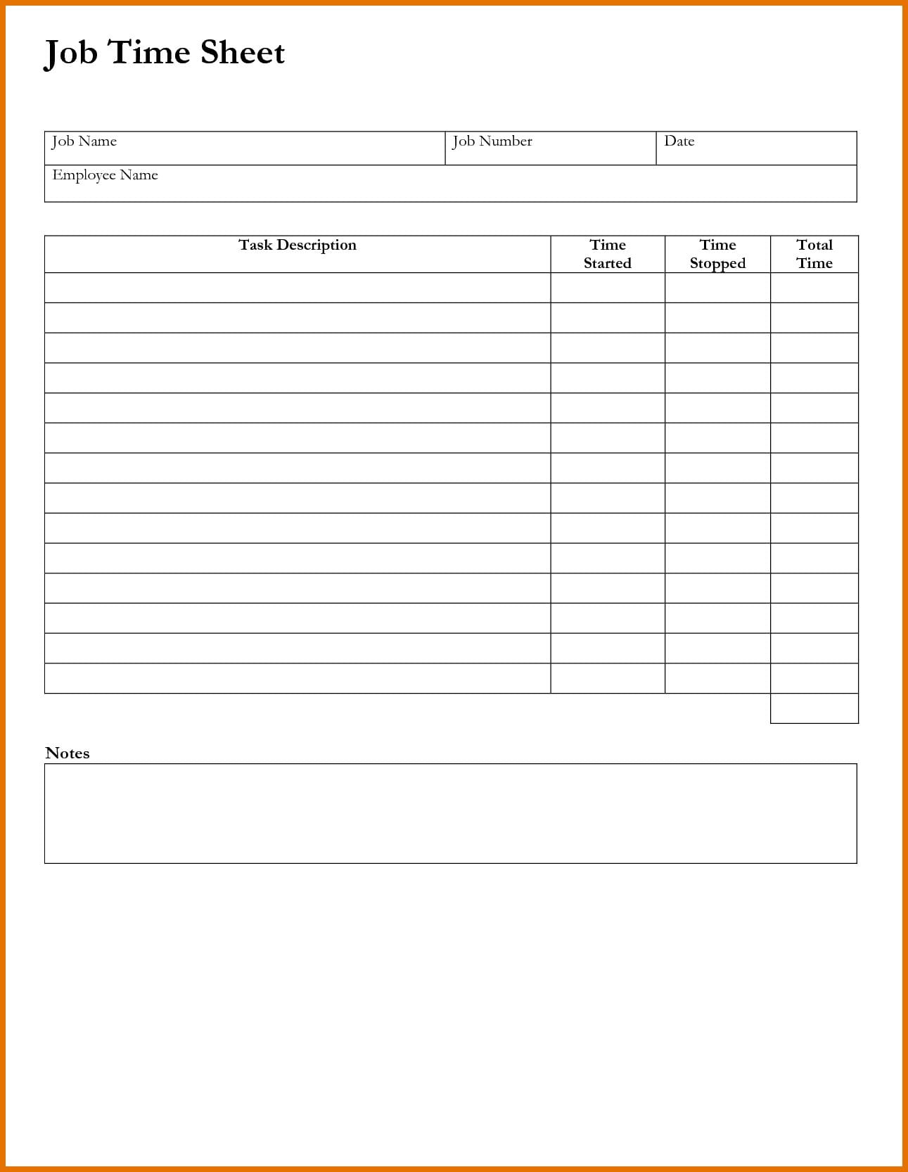 Daily Timesheet Excel Template