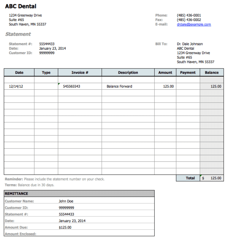 dental invoice sample — excelxo.com