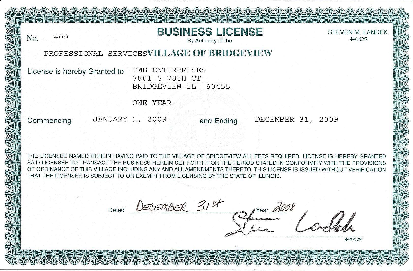 business license templates