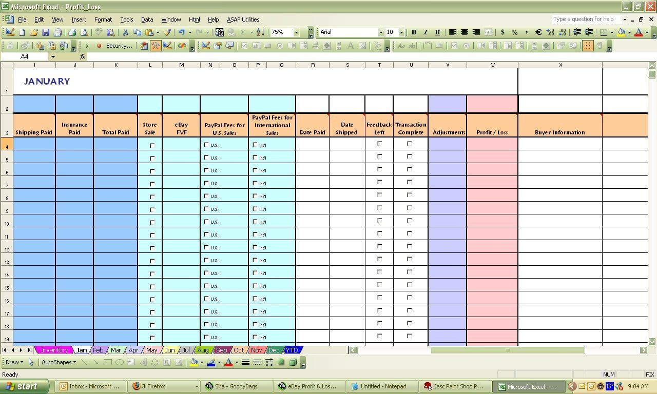 Ebay Inventory Excel Template