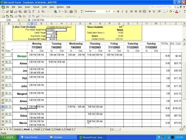 Excel Employee Schedule Template Excelxo Com Riset