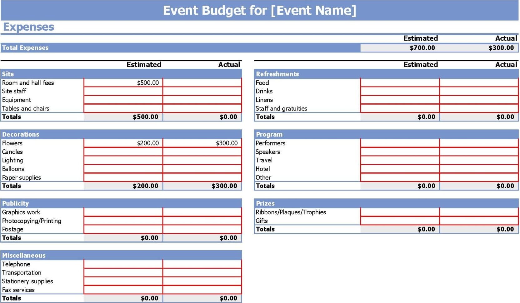 monthly budget excel