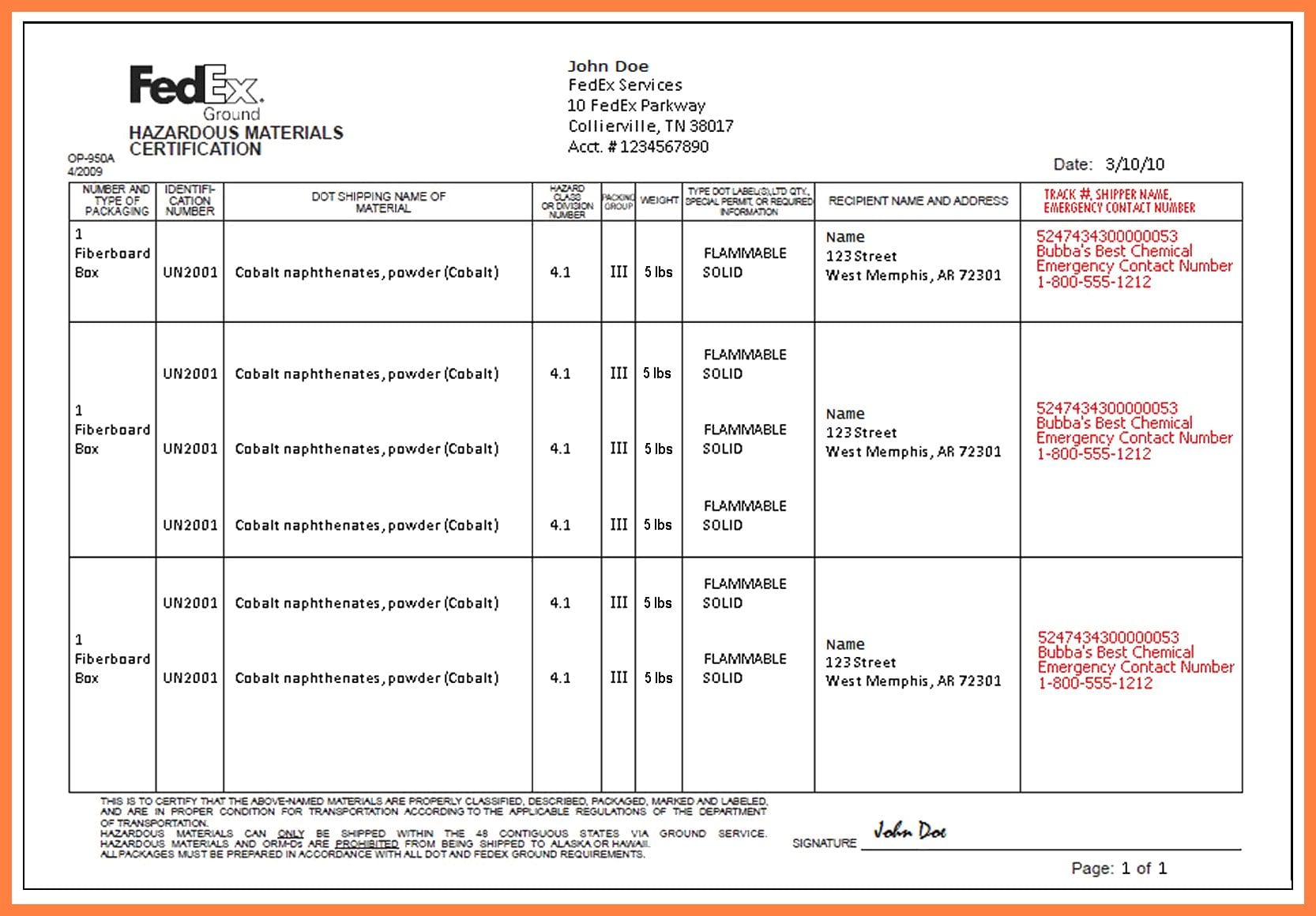 fedex commercial invoice copies