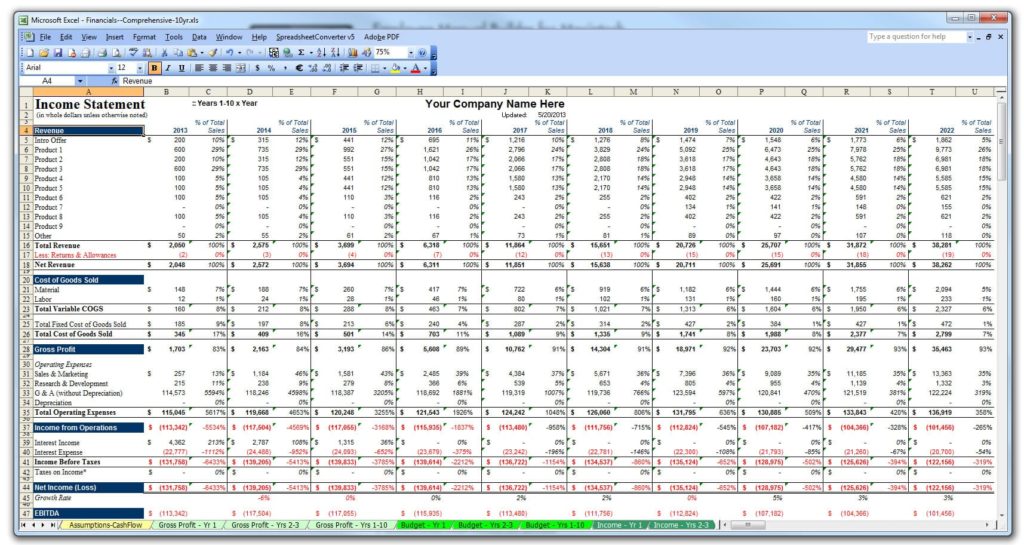 Free Financial Plan Template Excel — 8851