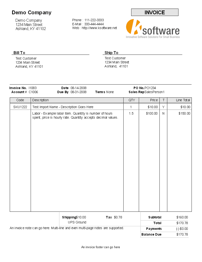 Free Invoice Template 1