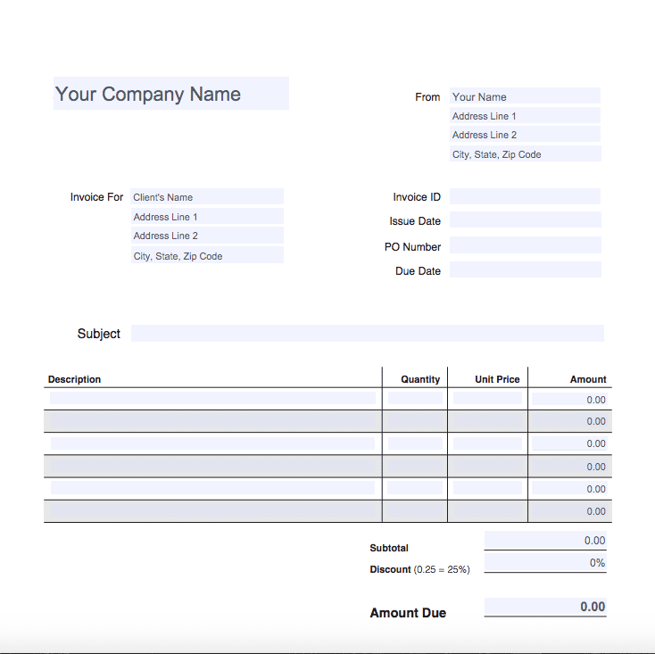 excel invoice for mac