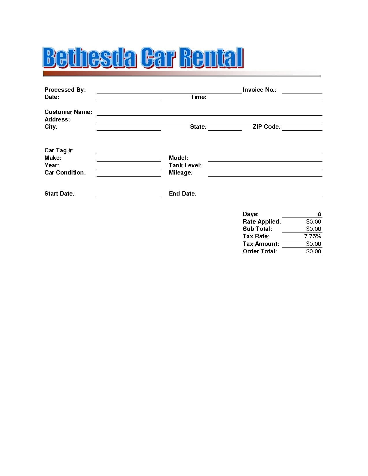 Free Rental Invoice Template