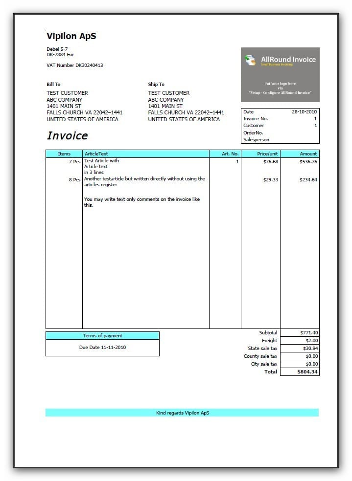 Shipping Invoice Template —