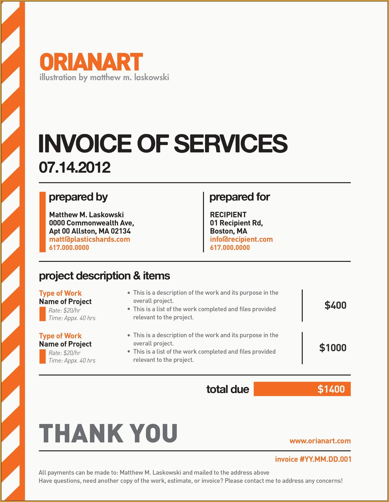 Freelance Artist Invoice Template