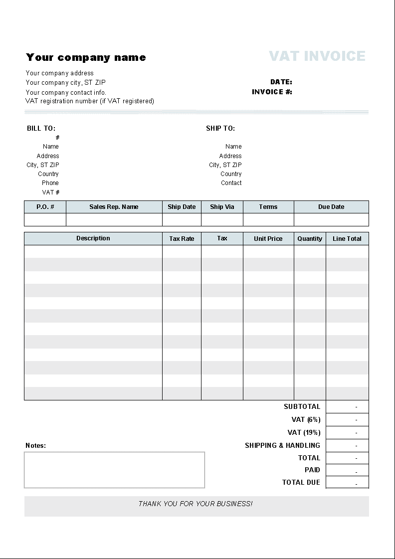 freight invoice template excel