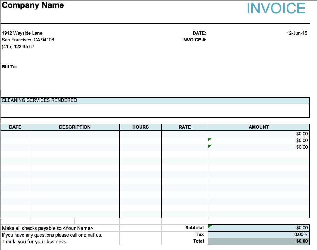 how to write an invoice for cleaning services