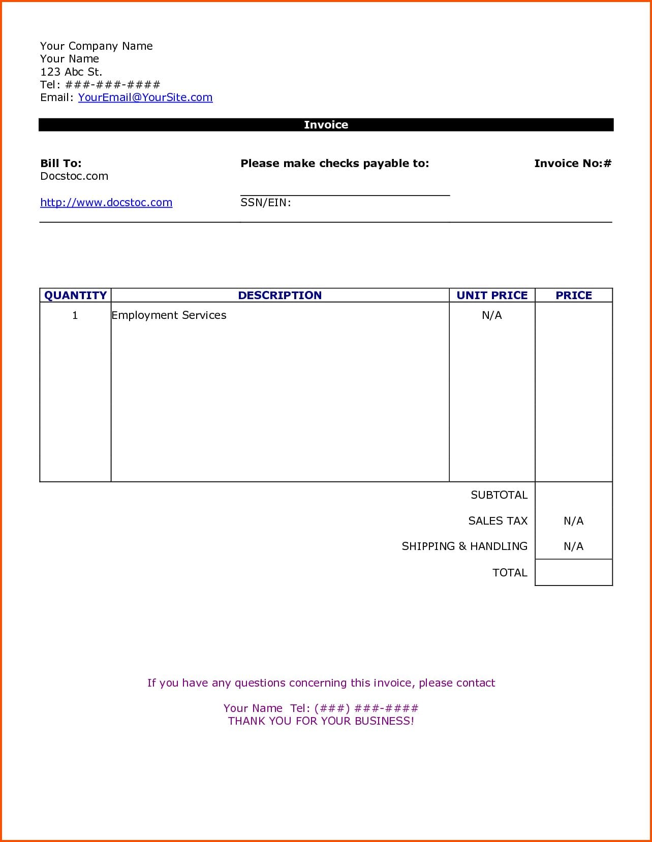 Independent Contractor Invoice Sample