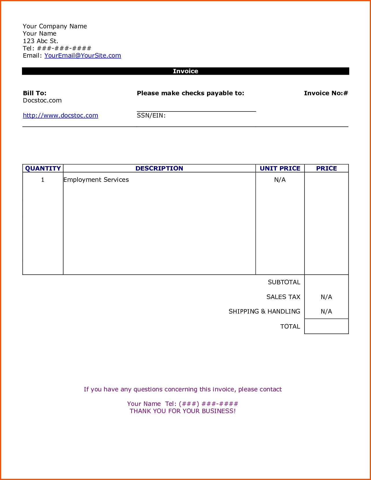 independent contractor invoice sample —