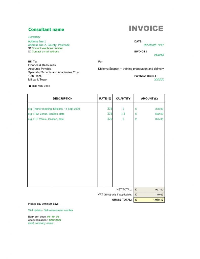 Invoice For Consulting Services