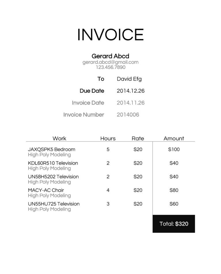 Invoice For Hours Worked Excelxo Com