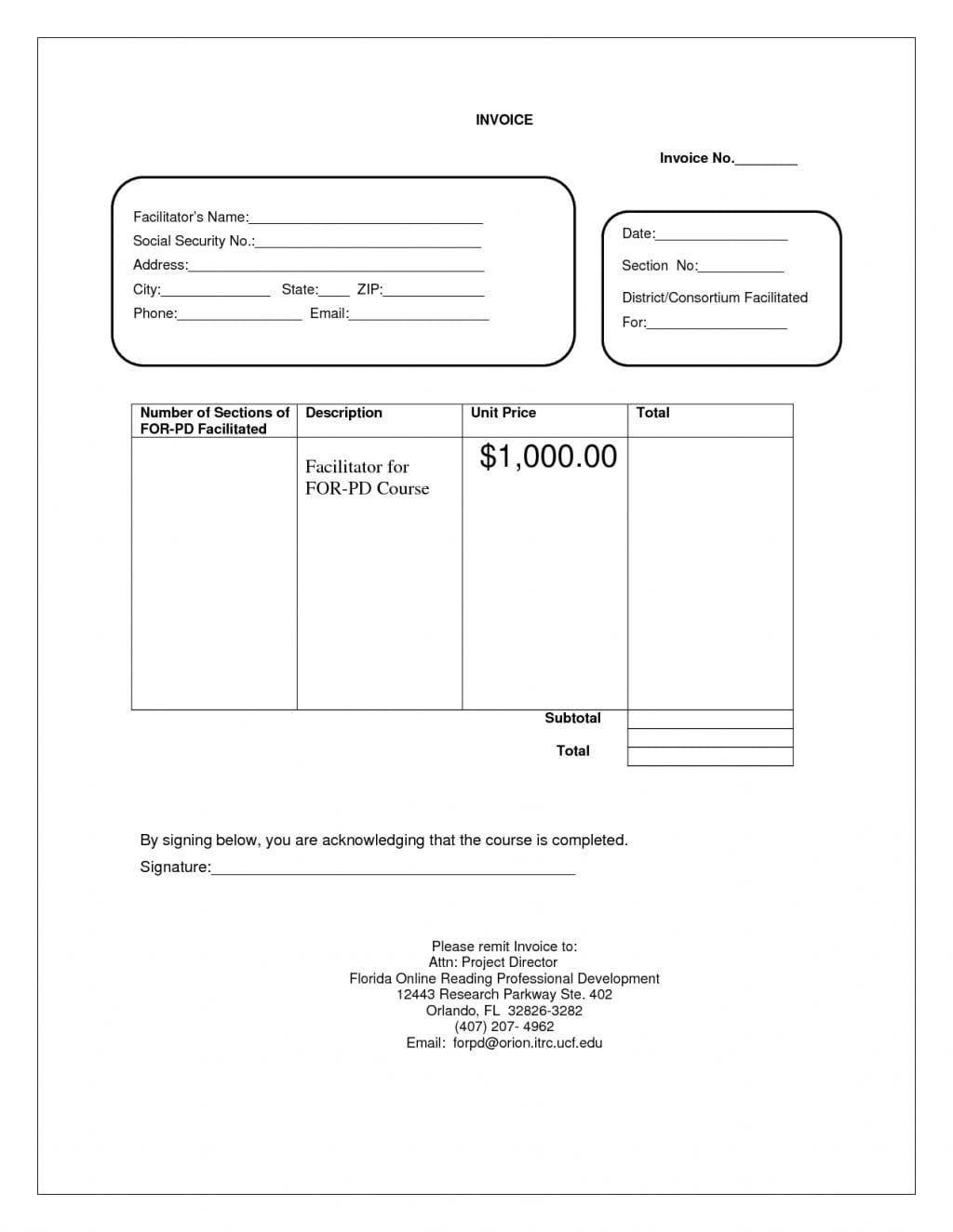 simple excel invoice template