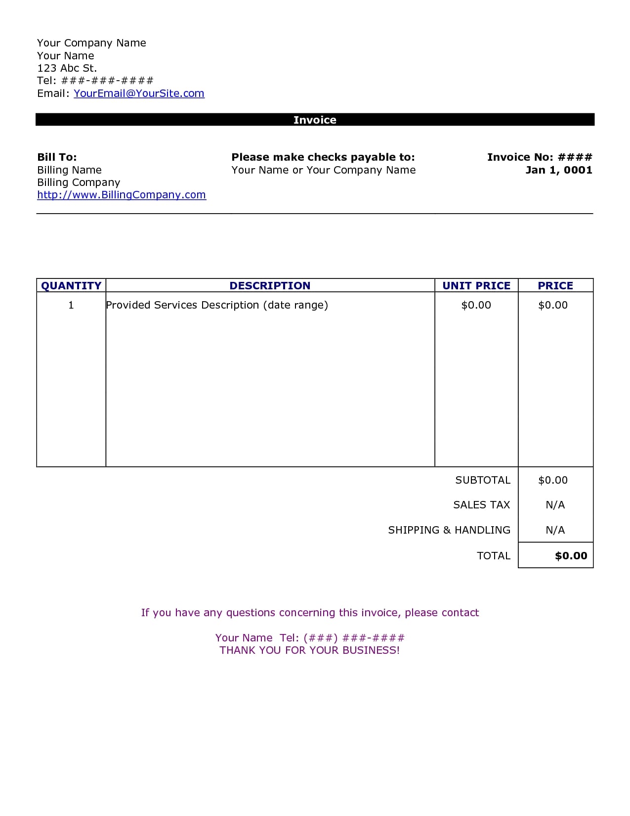 free invoice template google docs