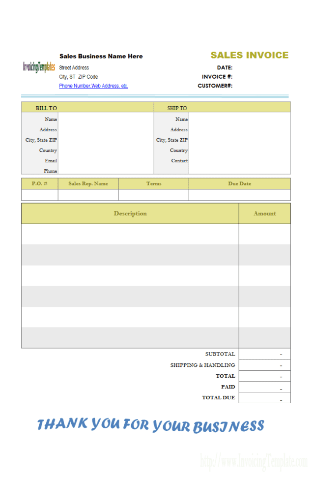 free simple sales invoice template for openoffice