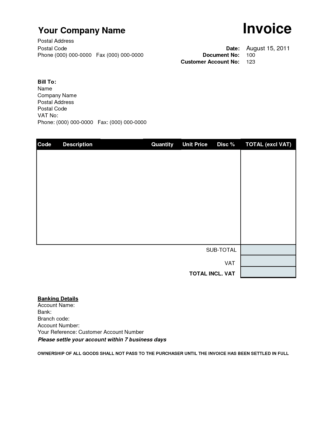 open office invoice template simple