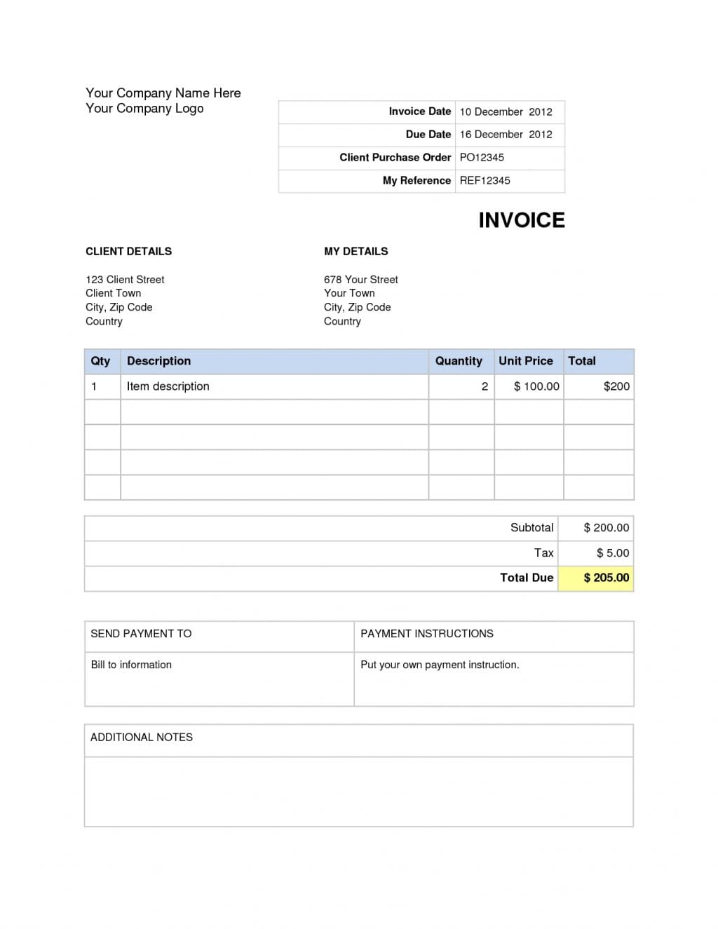 Invoice Template Word Mac