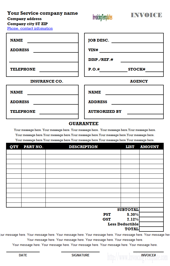 Invoice Template Word