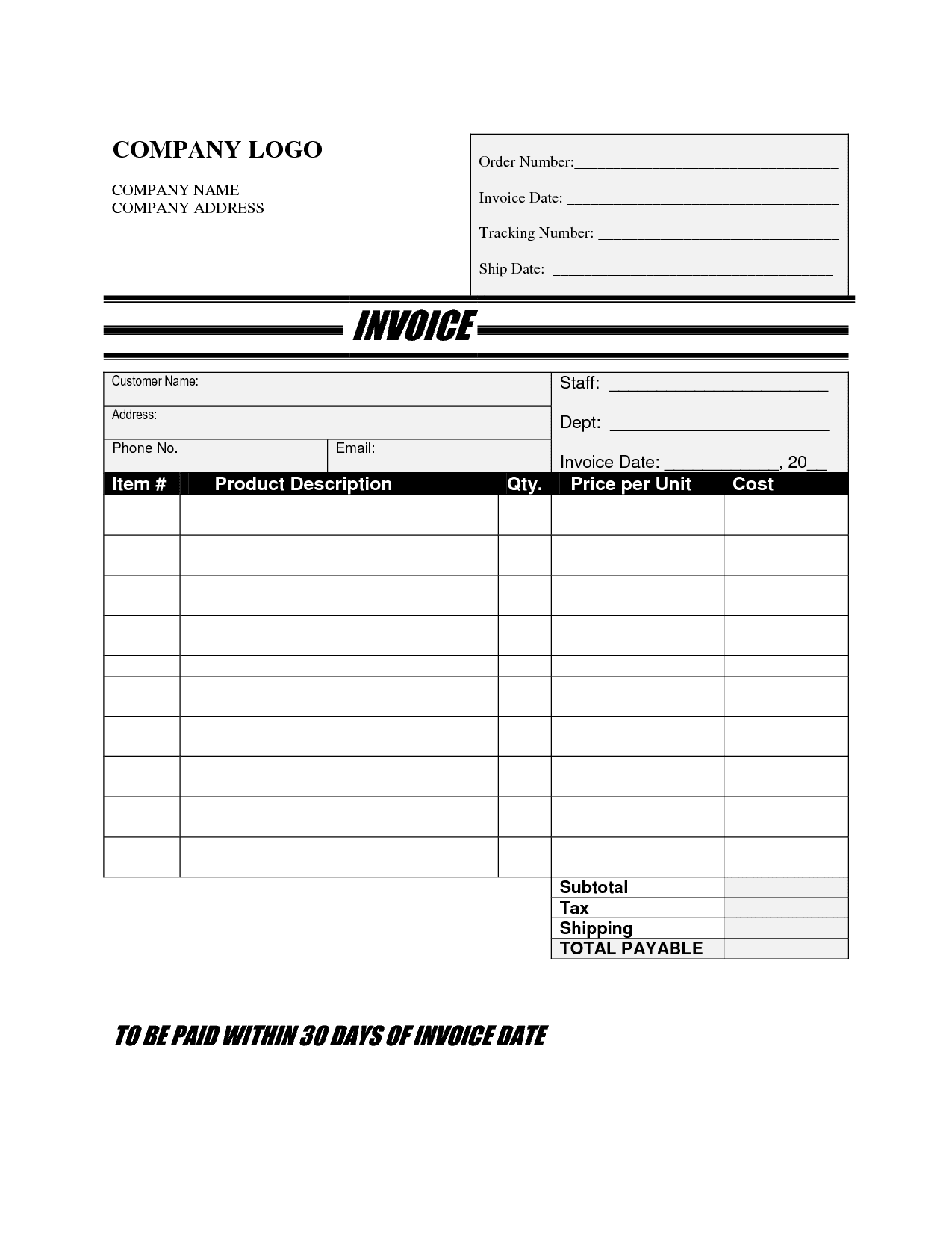 Landscaping Invoice Template Excel