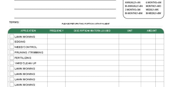 lawn care invoice template spreadsheet templates for busines lawn care