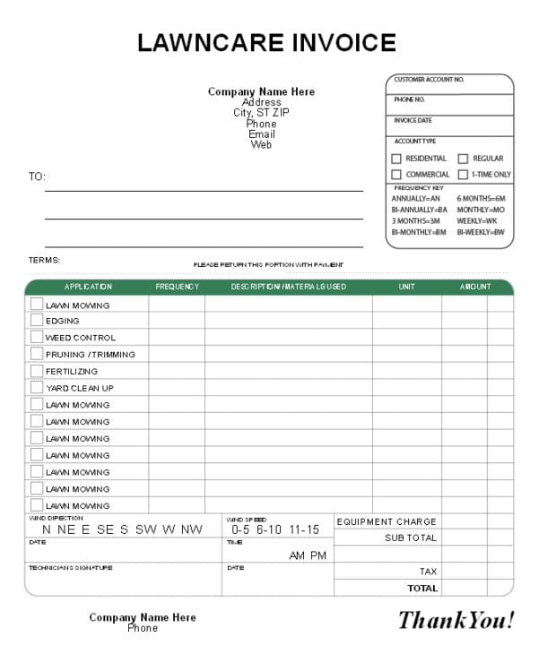 lawn care invoice examples —