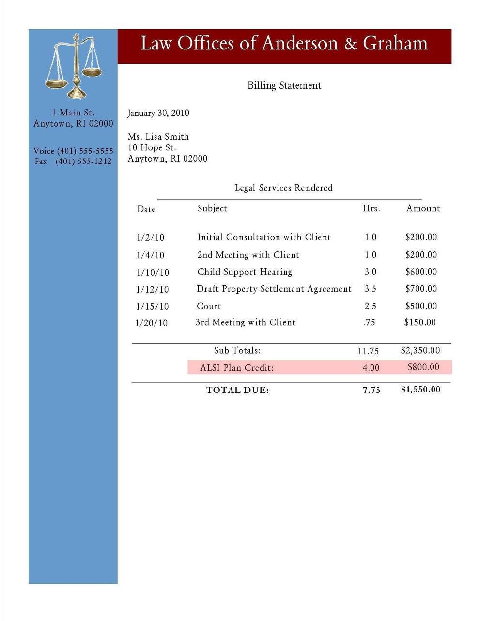 Legal Bill Template