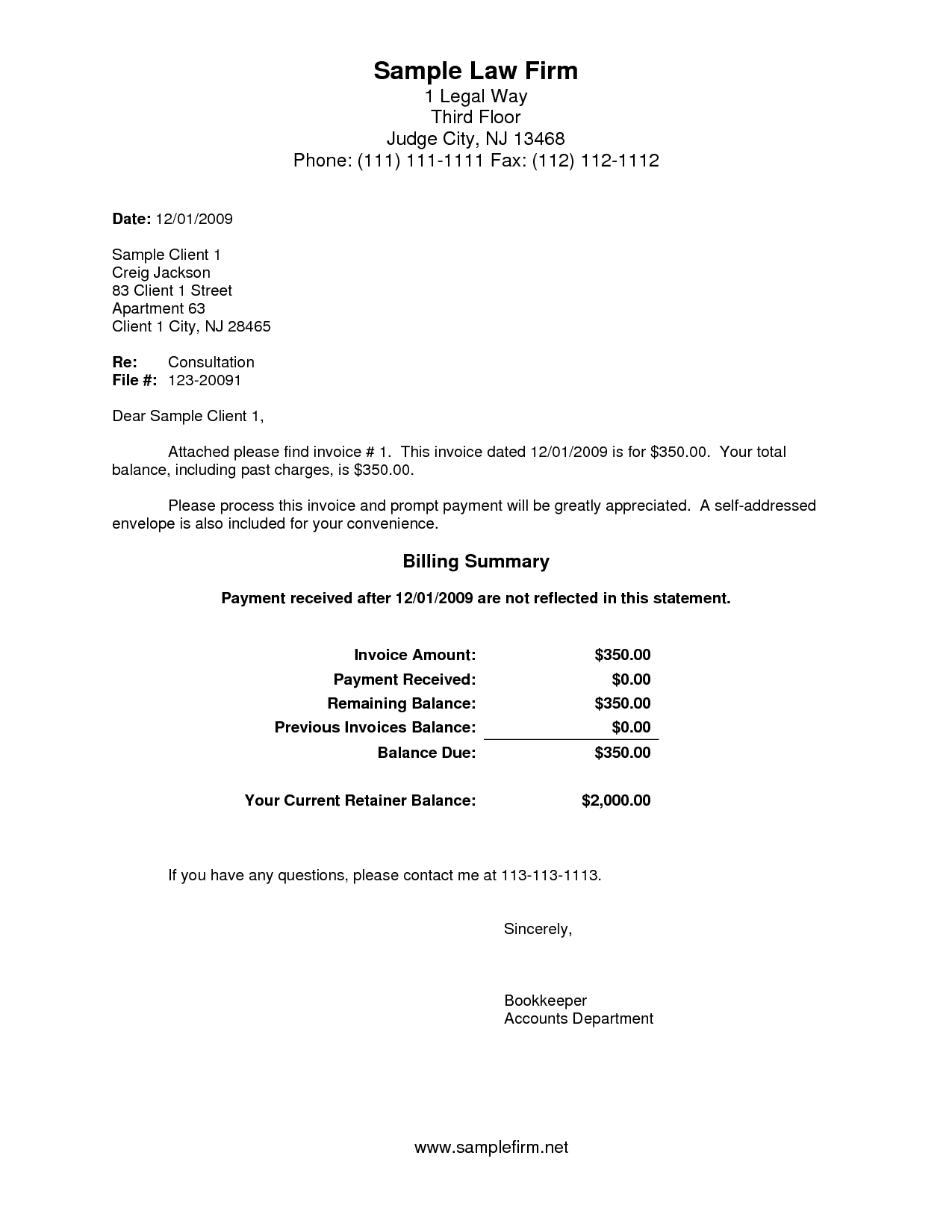 Legal Services Invoice Template