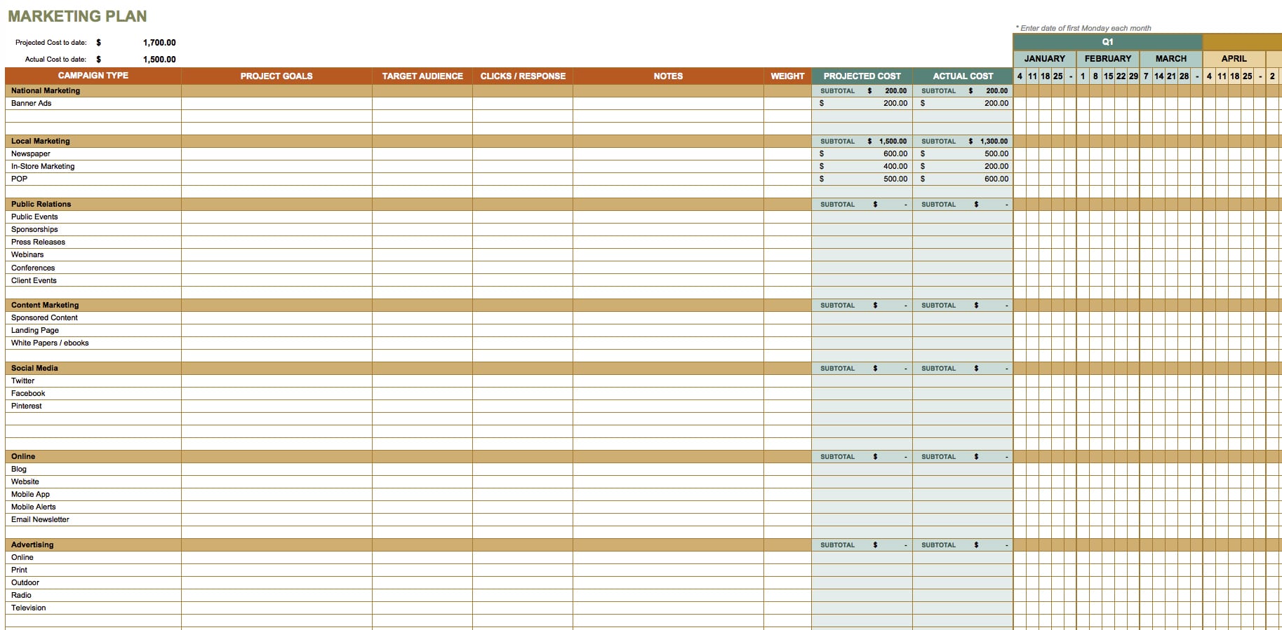 Marketing Contact Spreadsheet