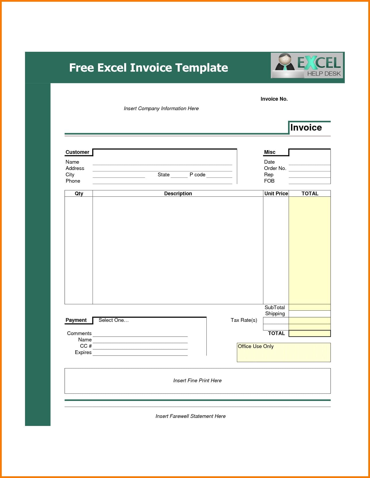 Microsoft Excel Quote Template