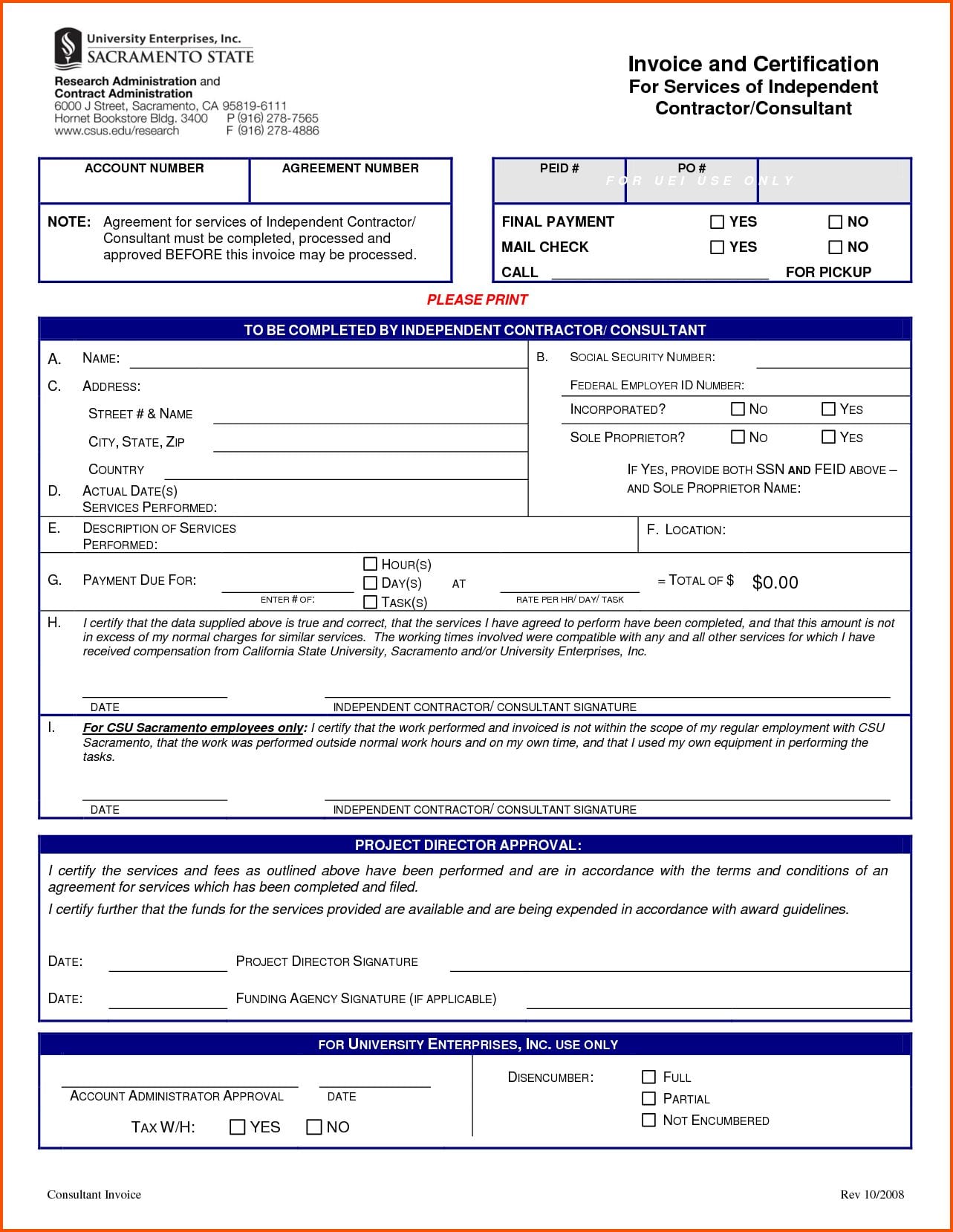 Microsoft Independent Contractor Invoice Template