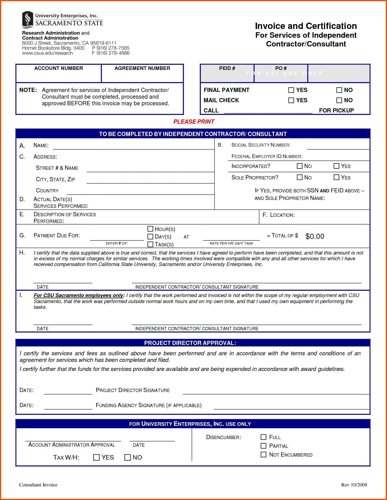 Independent Contractor Invoice Template Excel