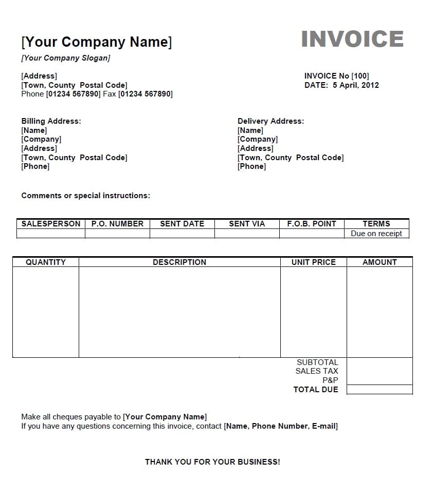 free invoice template microsoft