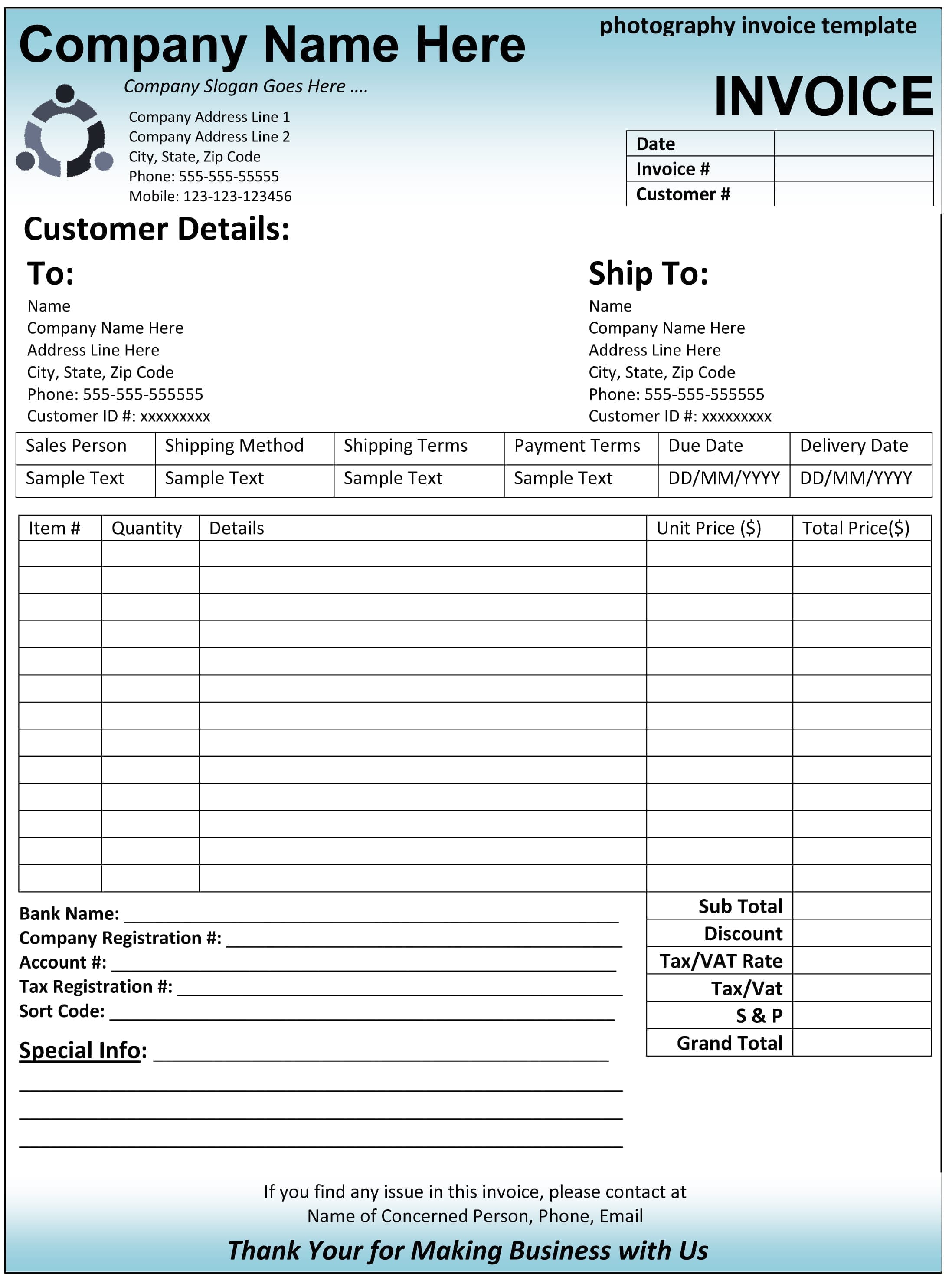 Microsoft Office 2003 Invoice Template