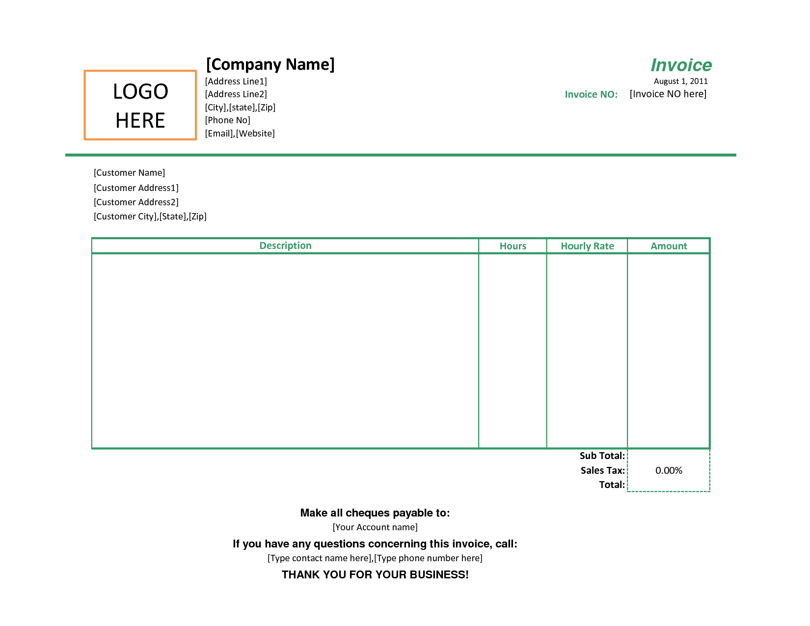 where is invoice template in word