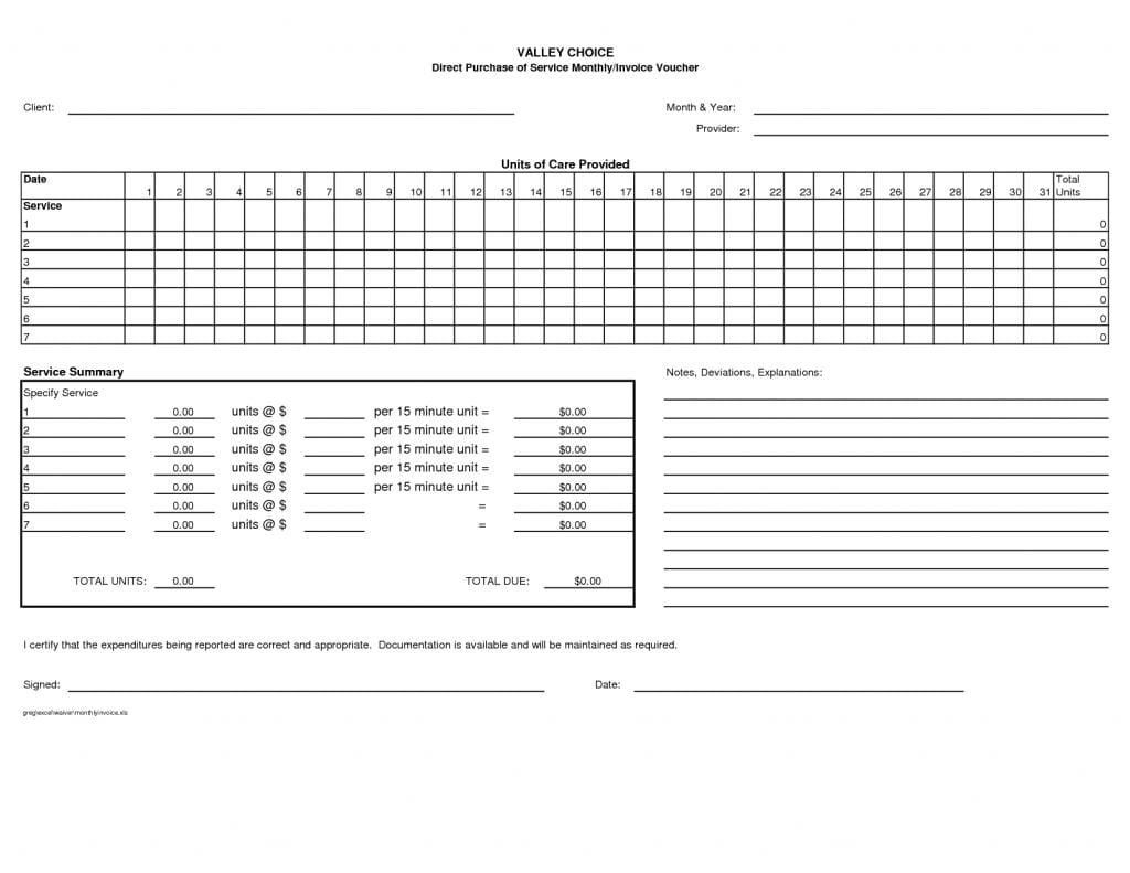 Monthly Invoice Format
