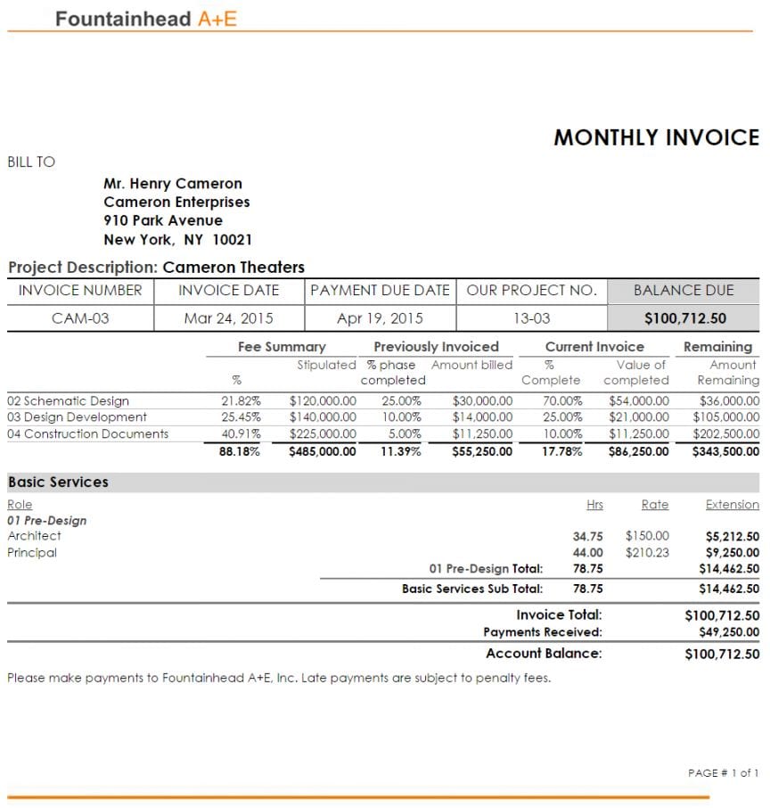 Monthly Invoice Statement Template